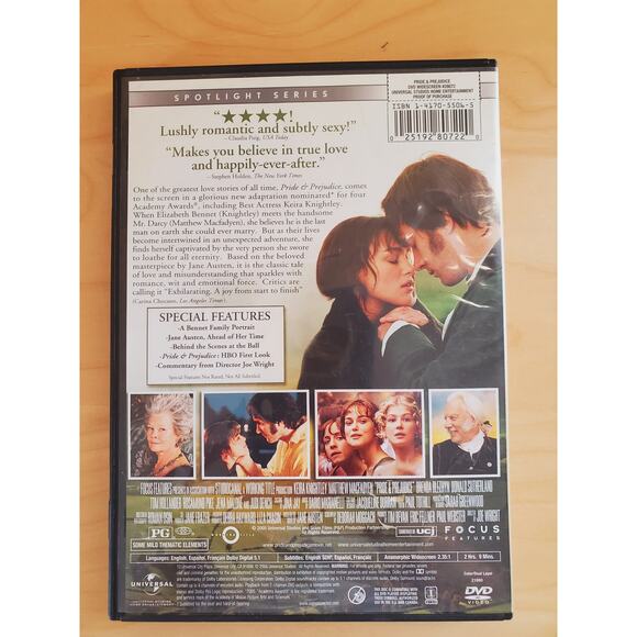 2006 Pride & Prejudice Kiera Knightley (Widescreen) DVD Movie Films - Picture 2 of 3
